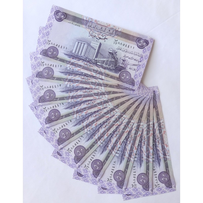 50 Dinar - 50 ع.د (Irák) / 2003 / UNC / 10 ks