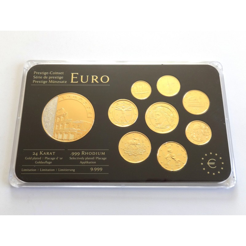 Sada oběžných mincí Itálie / 2002-2009 / pozlacené euro