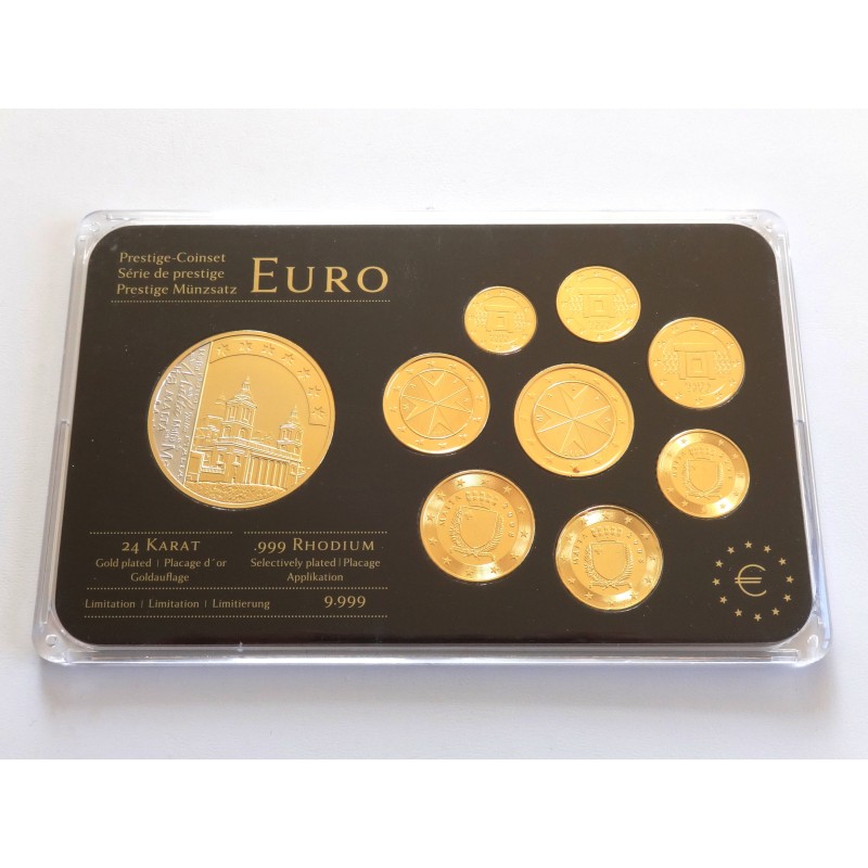 Sada oběžných mincí Malta / 2008 / pozlacené euro