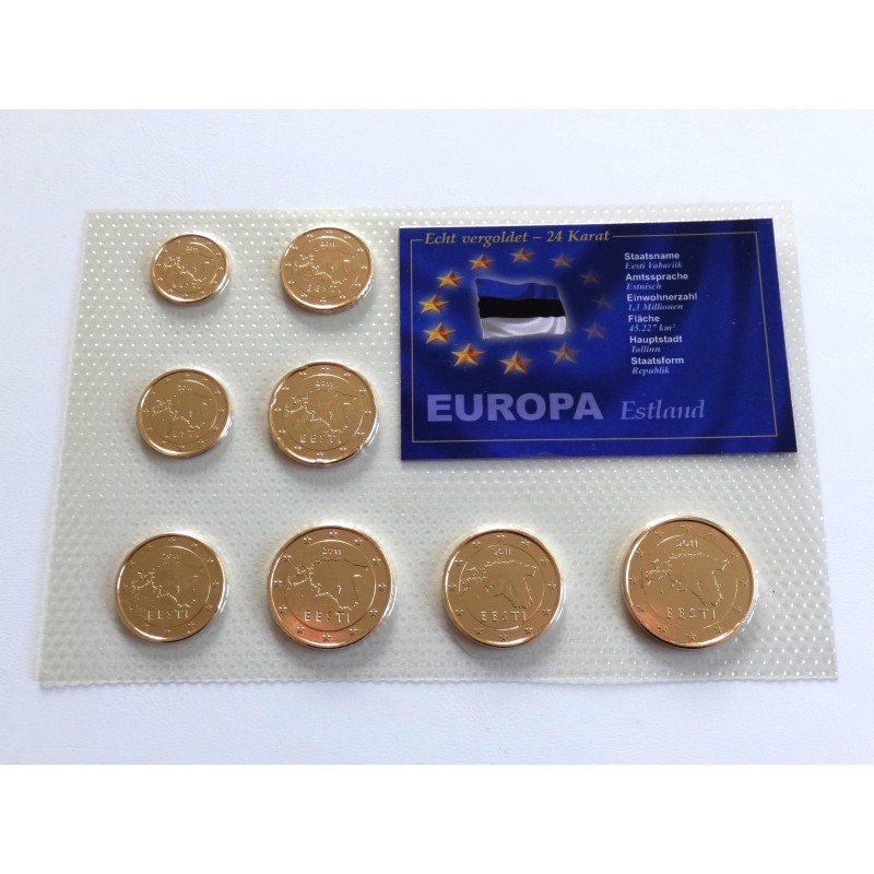 Sada oběžných mincí Estonsko / 2011 / pozlacené euro