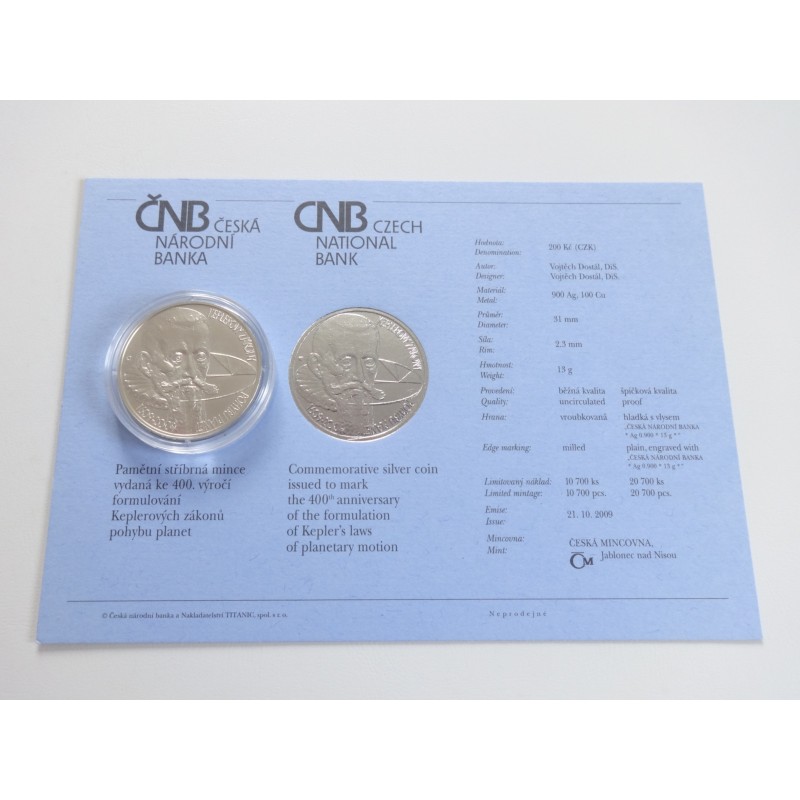200 Korun - 200 Kč / 2009 / 400. výročí Keplerovy zákony pohybu planet / BK
