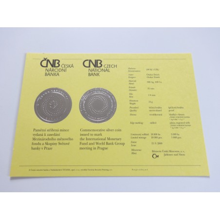 Certifikát / 2000 / Zasedání Mezinárodního měnového fondu a Skupiny Světové banky v Praze / PROOF i BK