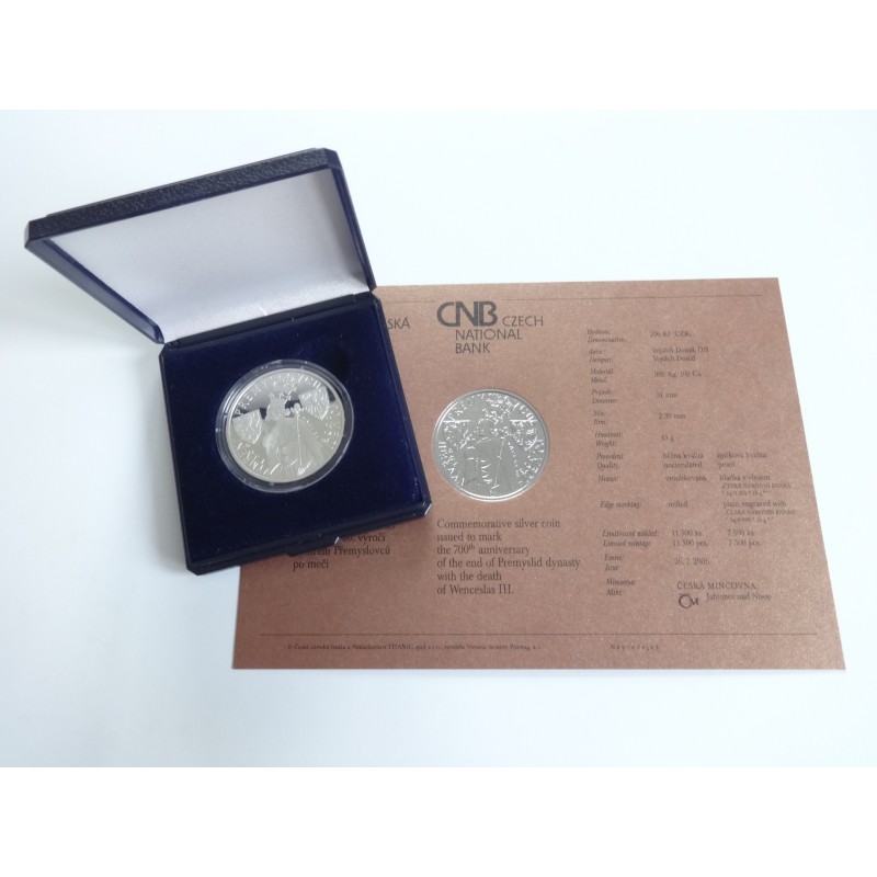 200 Korun - 200 Kč / 2006 / 100. výročí vymření přemyslovců po meči / PROOF