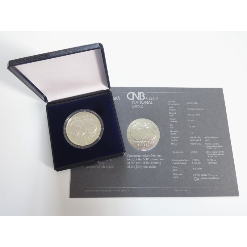 200 Korun - 200 Kč / 2020 / 500. výročí zahájení ražby jáchymovských tolarů / PROOF