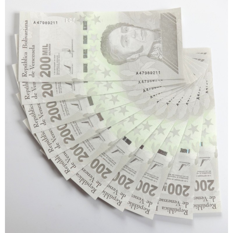 200000 Bolívares - 200000 B (Venezuela) / 2020 A / UNC / 10 ks