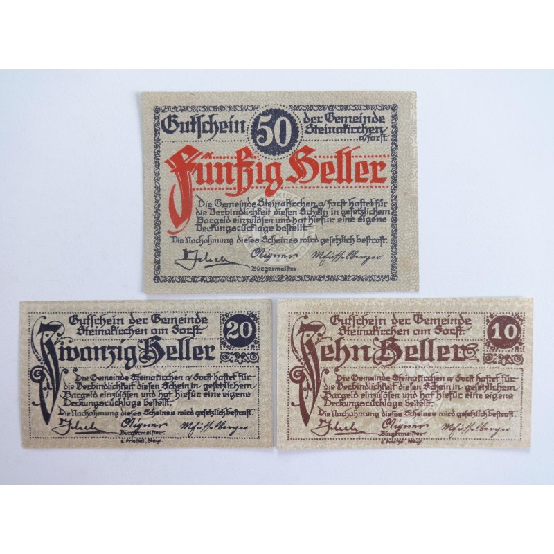 10 + 20 + 50 Heller / Steinakirchen am Forst / 1920 /