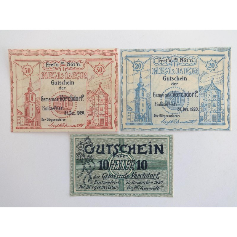 10 + 20 + 50 Heller / Vorchdorf / 1920 /