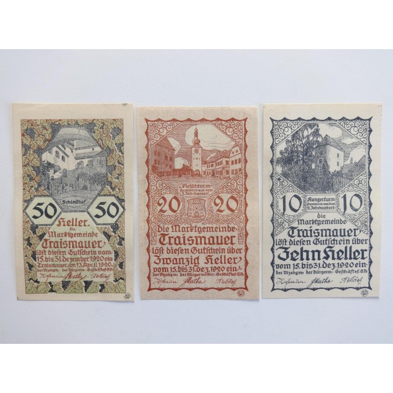 10 + 20 + 50 Heller / Traismauer / 1920 /