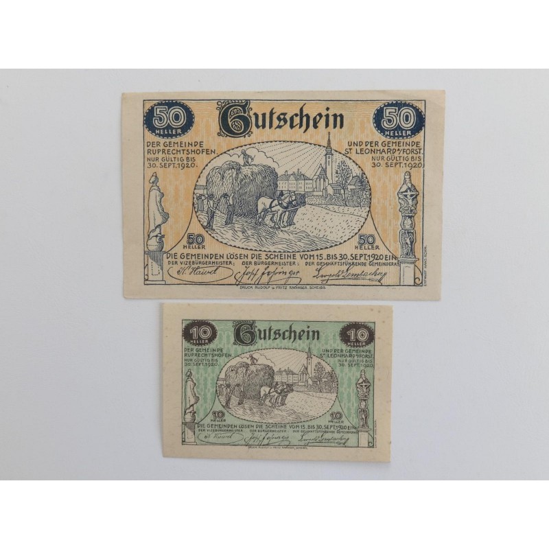 10 + 50 Heller / Sankt Leonhard am Forst / 1920 /
