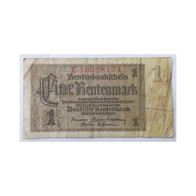 1 Rentenmark - 1 RM / 1937 E (v/B) / * 3/3