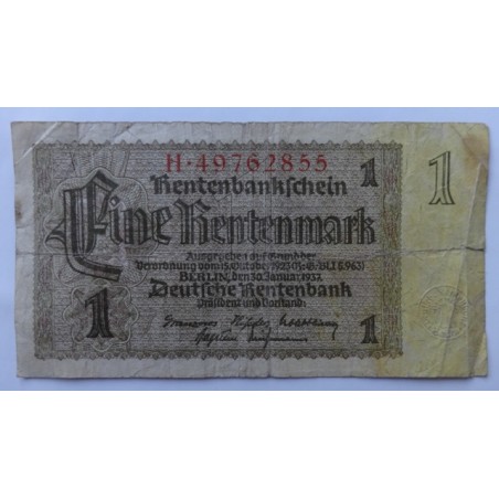 1 Rentenmark - 1 RM / 1937 H (v/B) / * 3/3