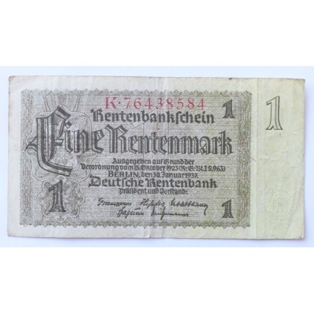 1 Rentenmark - 1 RM / 1937 K (v/B) / * 3/3