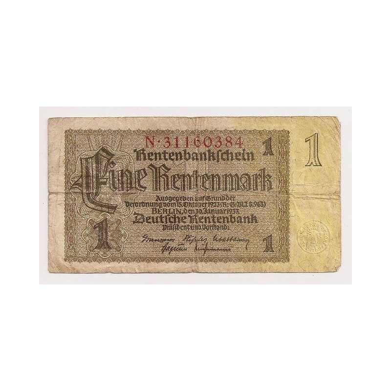 1 Rentenmark - 1 RM / 1937 N (v/B) / * 3/3