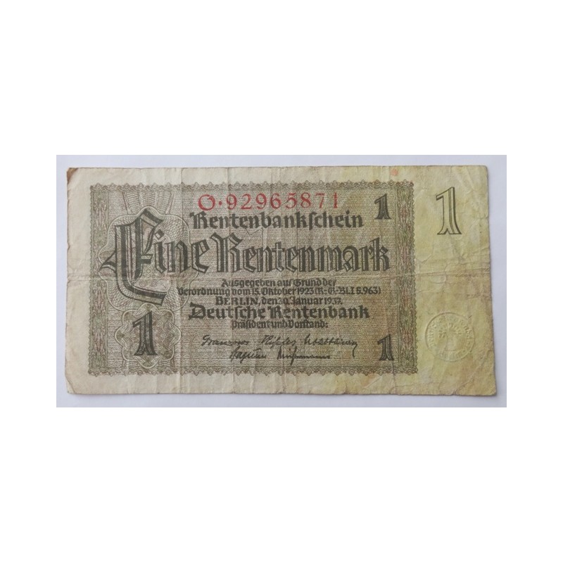 1 Rentenmark - 1 RM / 1937 O (v/B) / * 3/3