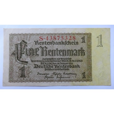 1 Rentenmark - 1 RM / 1937 S (v/B) / * 1/1