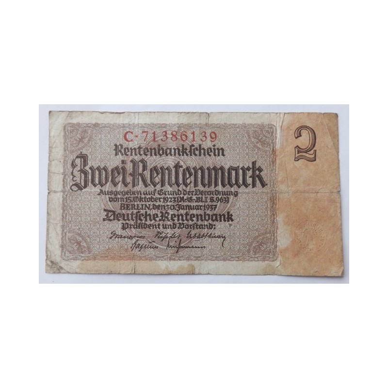 2 Rentenmark - 2 RM / 1937 C (v/B) / * 3/3