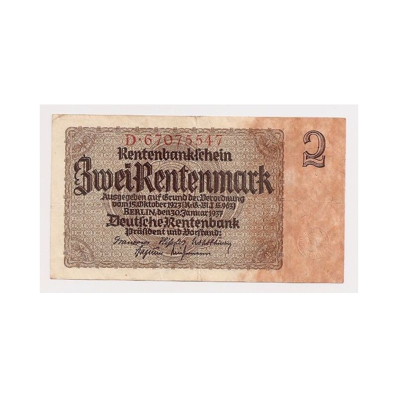 2 Rentenmark - 2 RM / 1937 D (v/B) / * 2/2