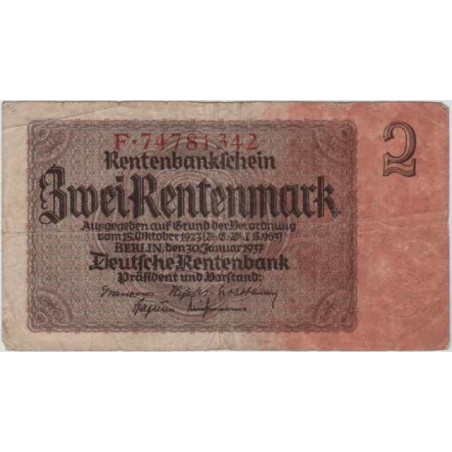 2 Rentenmark - 2 RM / 1937 F (v/B) / * 3/3