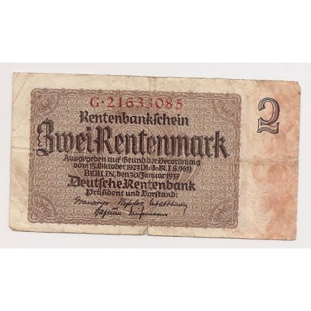 2 Rentenmark - 2 RM / 1937 G (v/B) / * 3/3