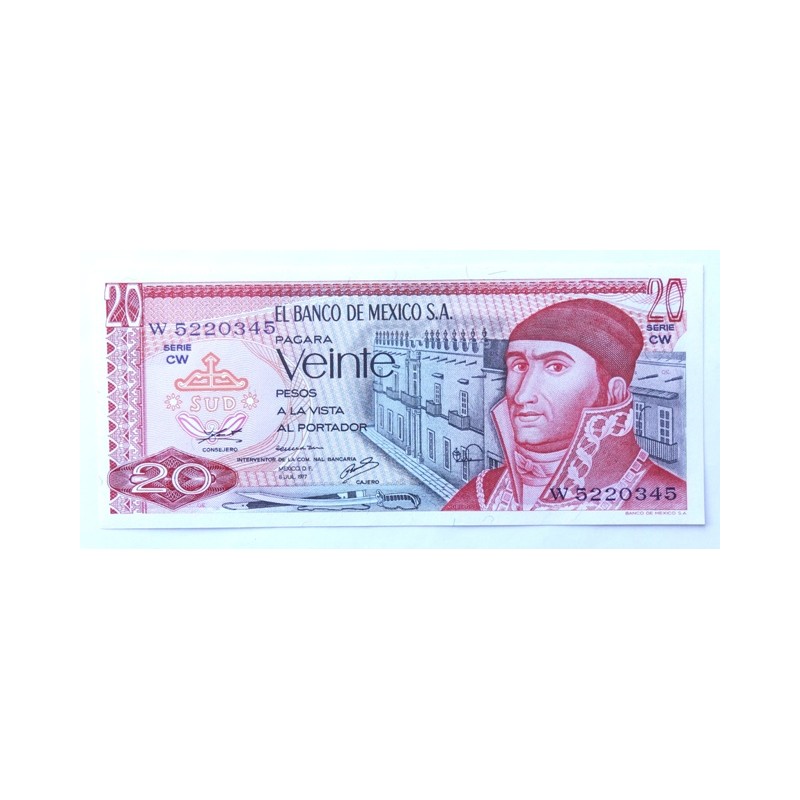 20 Pesos - 20 P (Mexiko) / 1977 CW (v/A) / UNC /