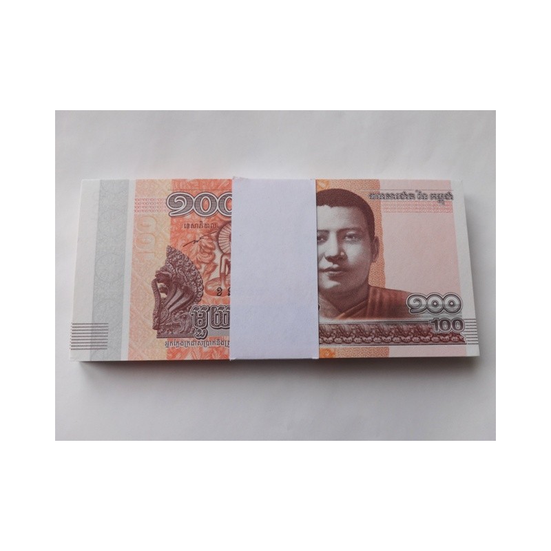 100 Riels - 100 ៛ (Kambodža) / 2014 (v/A) / UNC / 100 ks