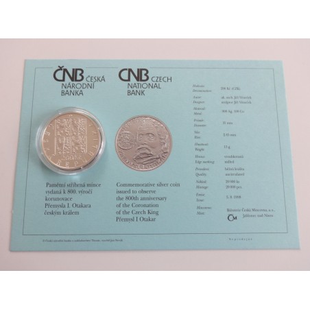 200 Korun - 200 Kč / 1998 / 800. výročí korunovace Přemysla Otakara českým králem / BK