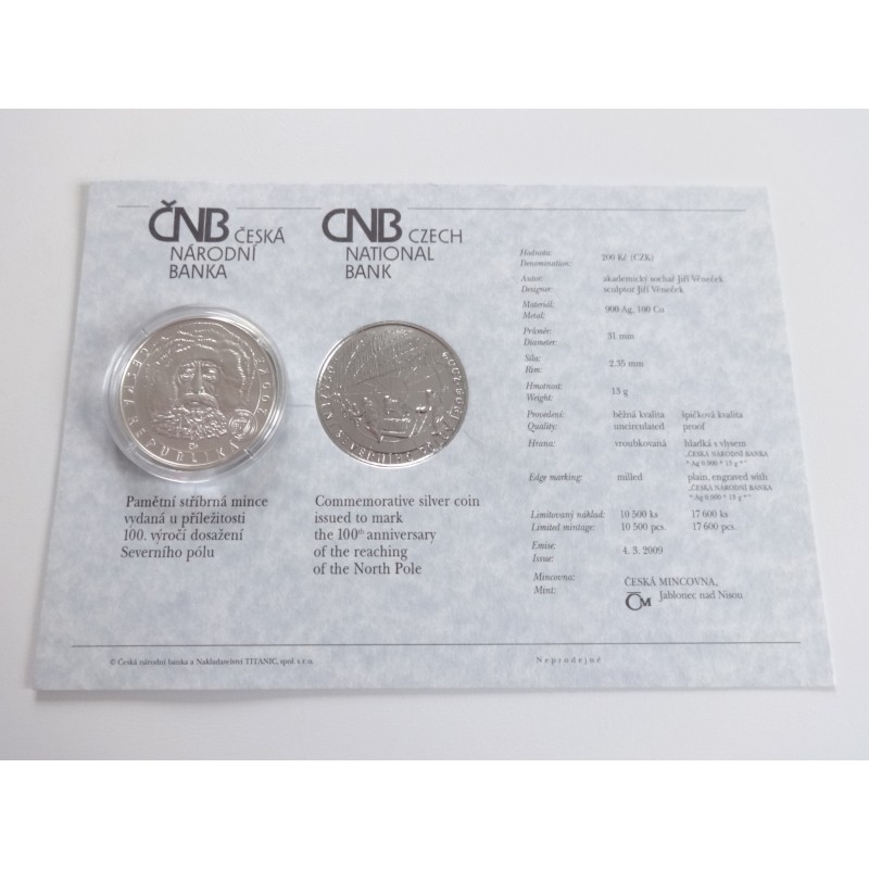 200 Korun - 200 Kč / 2009 / 100. výročí dosažení severního pólu / BK